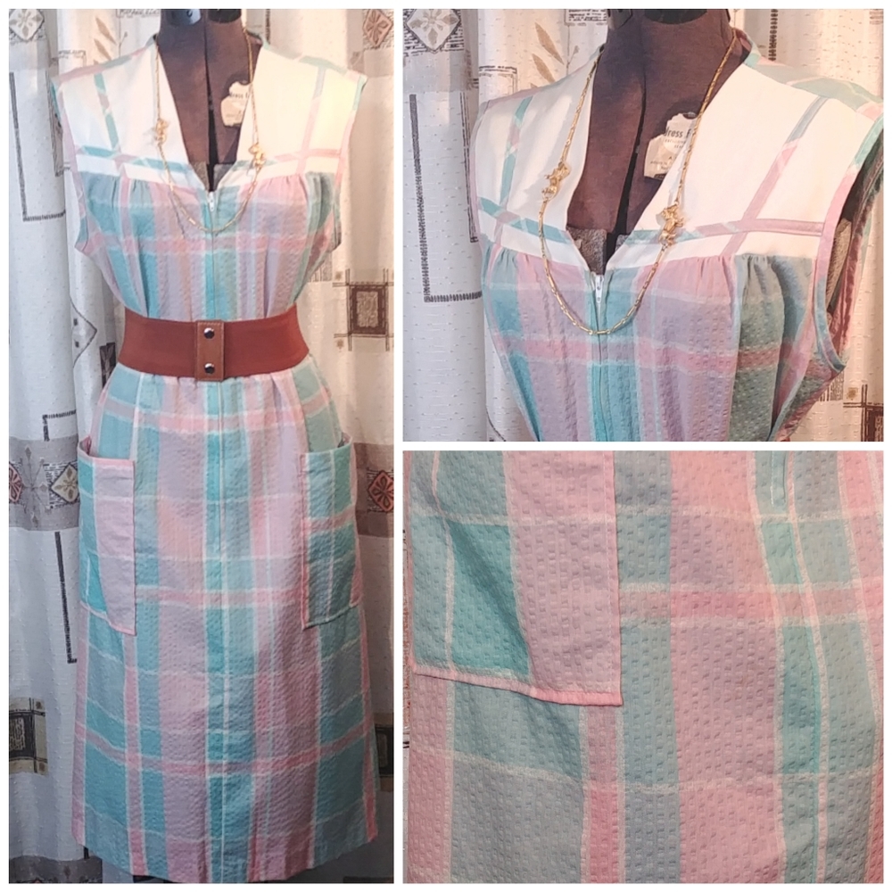 Vintage Komar soft plaid house dress